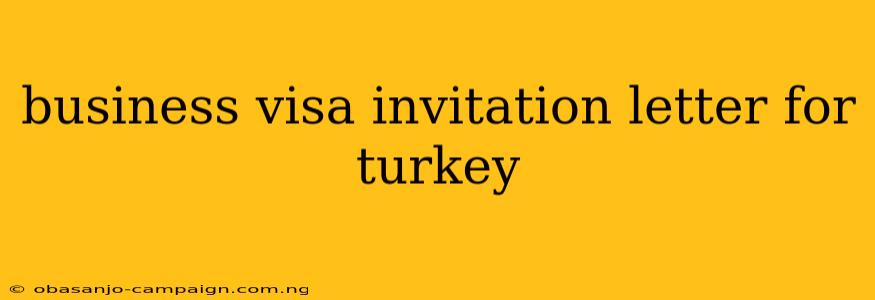 Business Visa Invitation Letter For Turkey