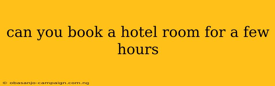 Can You Book A Hotel Room For A Few Hours