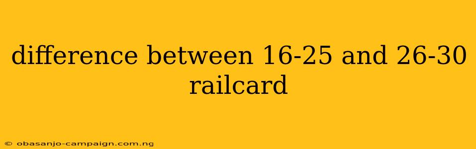 Difference Between 16-25 And 26-30 Railcard