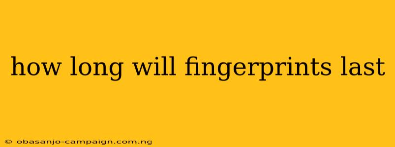 How Long Will Fingerprints Last