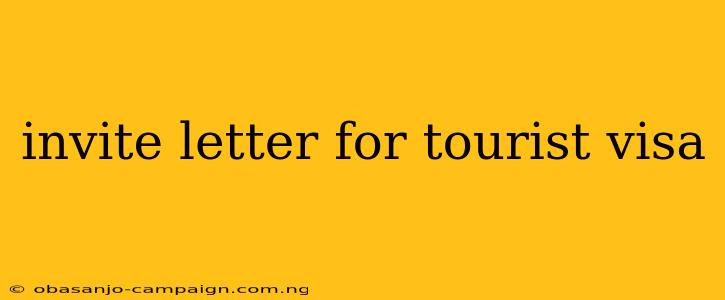 Invite Letter For Tourist Visa