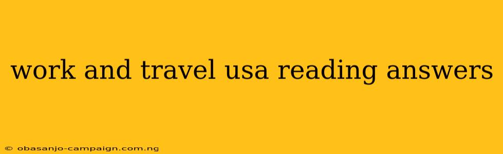 Work And Travel Usa Reading Answers